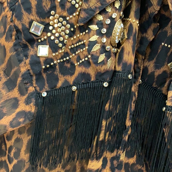 Vintage Sheer Cheetah Print Cowgirl Top - Picture 2 of 6